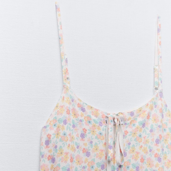 NWOT Zara Knit Floral Print Midi Dress Large - Picture 3 of 16